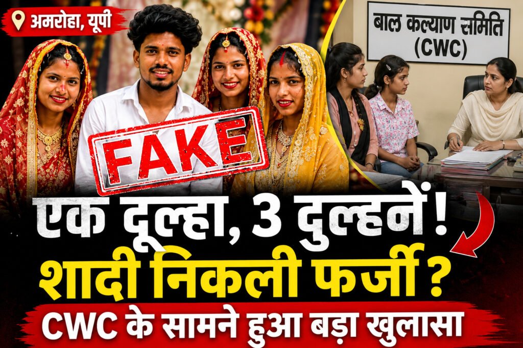 अमरोहा में एक दूल्हा और 3 दुल्हनों की शादी का सच: वायरल वीडियो निकला फर्जी, CWC के सामने युवतियों ने किया बड़ा खुलासा